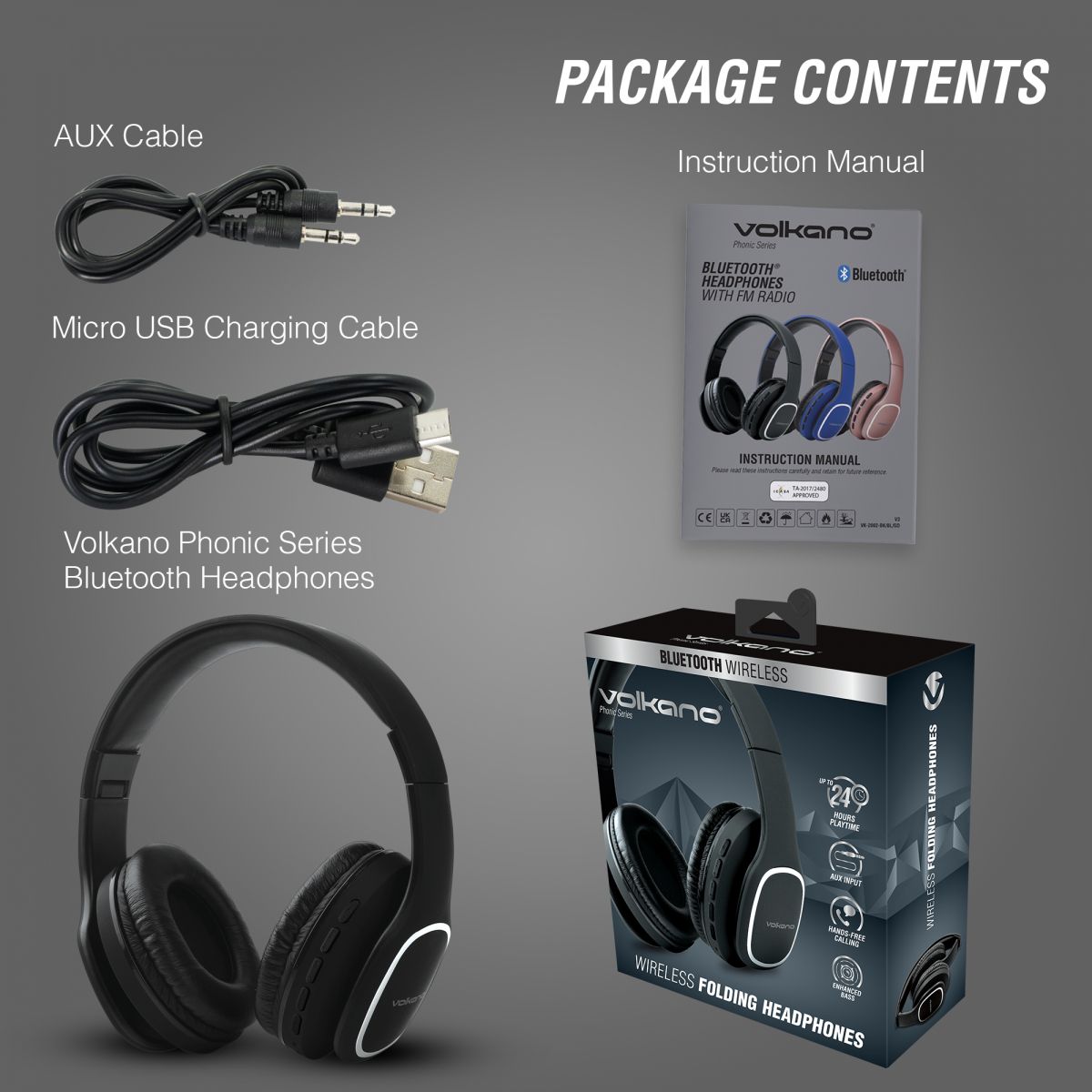 Volkano Phonic Series Bluetooth Headphones (Black) - Image 2